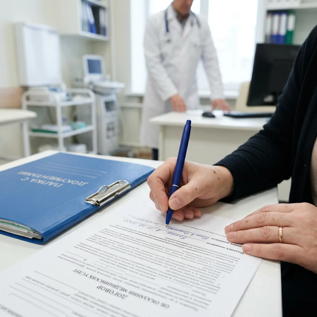 Подписание официального договора на медицинские услуги