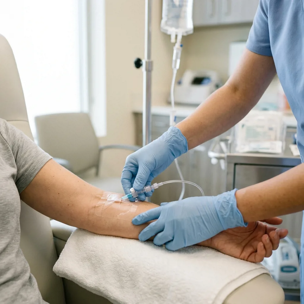 Медсестра ставит капельницу пациенту