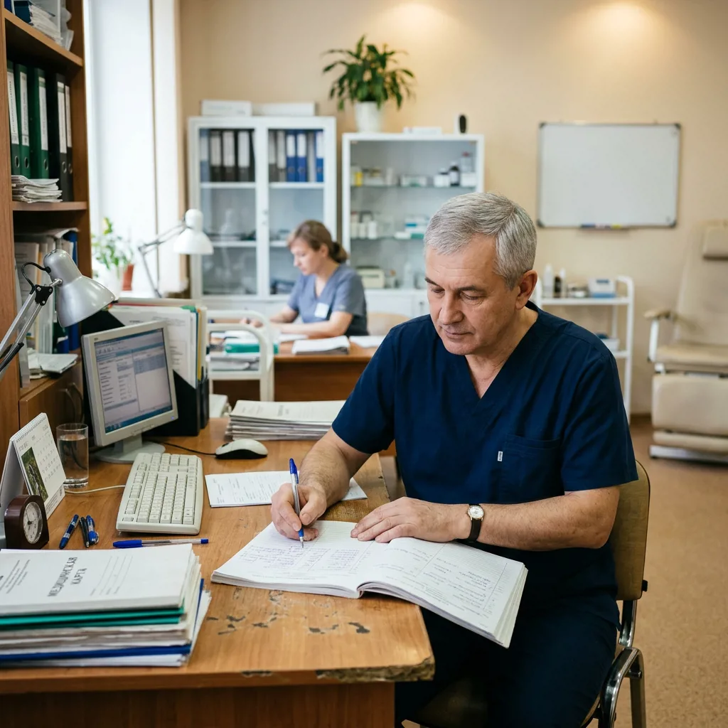 Нарколог оформляет документы приёма